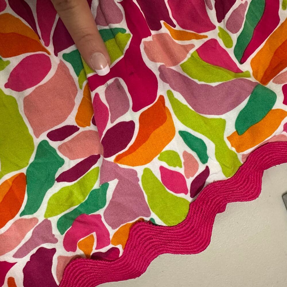 Womens Colorful Maxi Dress Size L Tie Strap Ric Rac Trim Boho Resort Cottagecore - Picture 10 of 11